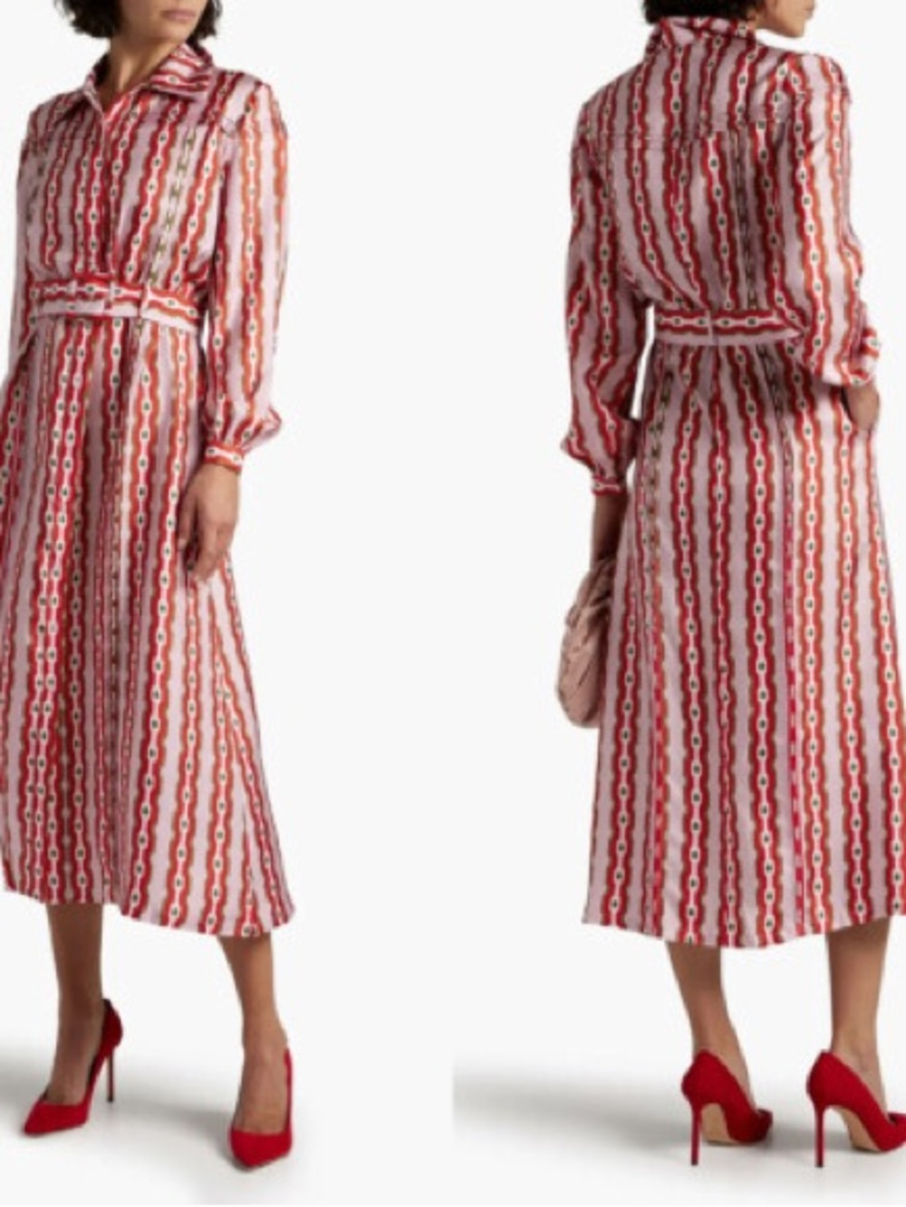 LISOU 100% Silk Alina Pink and Red Chain Link Print Dress Size 8 VGUC